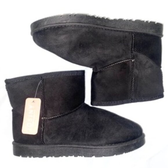 JOSINY Women's Snow Boots, Fur Lined Ankle Bootie Warm Short, Black Size 5 - Picture 1 of 6